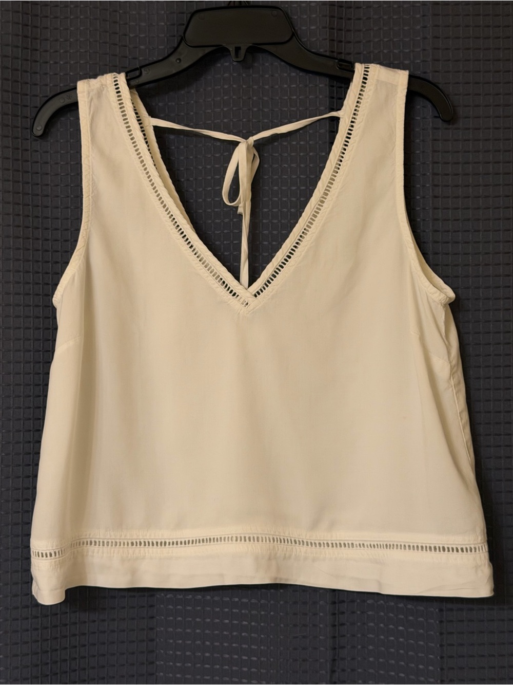 Anthropologie White V-Neck Tie-Back Sleeveless Tank